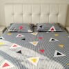 NIAS Aks Glazed Cotton Blend Bedsheet Set – Charcoal Geometric