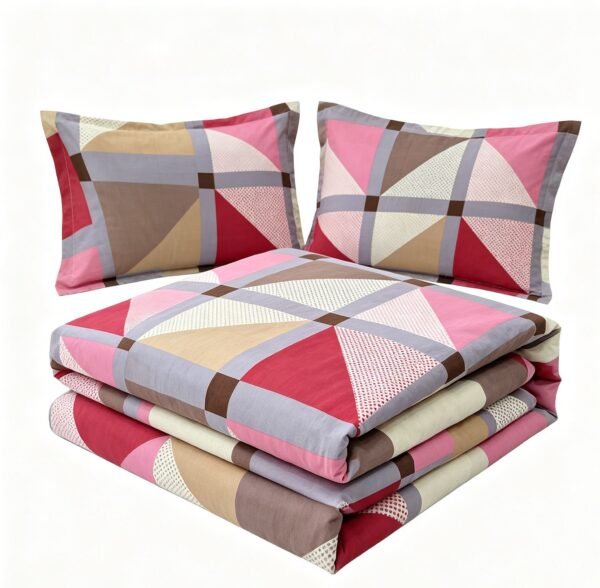 cotton-double-bedsheet-glazed-geometric-mosaic-design-92-x-100-original-imahqucupuhayjze.jpeg NIAS Miraaya Glazed Cotton Blend Bedsheet Set – Geometric Mosaic