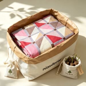 NIAS Miraaya Glazed Cotton Blend Bedsheet Set – Geometric Mosaic