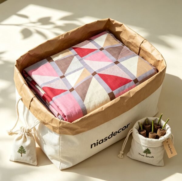 cotton-double-bedsheet-glazed-geometric-mosaic-design-92-x-100-original-imahqucuzfuwhgaa.jpeg NIAS Miraaya Glazed Cotton Blend Bedsheet Set – Geometric Mosaic