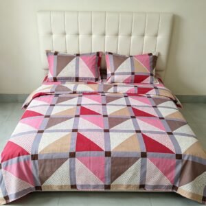 NIAS Miraaya Glazed Cotton Blend Bedsheet Set – Geometric Mosaic