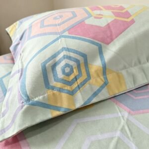 NIAS Inaya Glazed Cotton Blend Bedsheet Set – Mint Hexagons