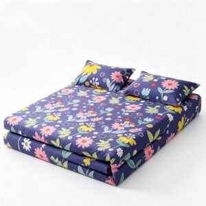 NIAS Mehr Glazed Cotton Blend Bedsheet Set – Navy Floral