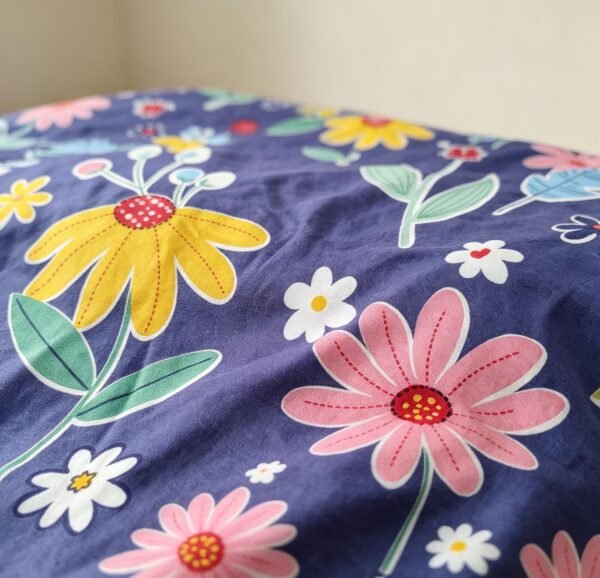 NIAS Mehr Glazed Cotton Blend Bedsheet Set – Navy Floral