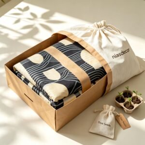 NIAS Zehra Glazed Cotton Blend Bedsheet Set – Black & Grey Arches
