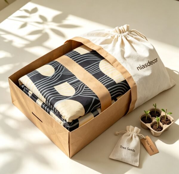 NIAS Zehra Glazed Cotton Blend Bedsheet Set – Black & Grey Arches