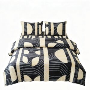 NIAS Zehra Glazed Cotton Blend Bedsheet Set – Black & Grey Arches