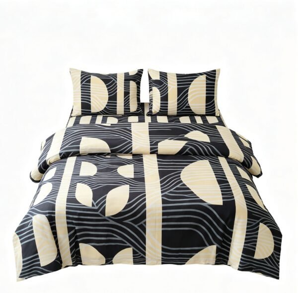 NIAS Zehra Glazed Cotton Blend Bedsheet Set – Black & Grey Arches