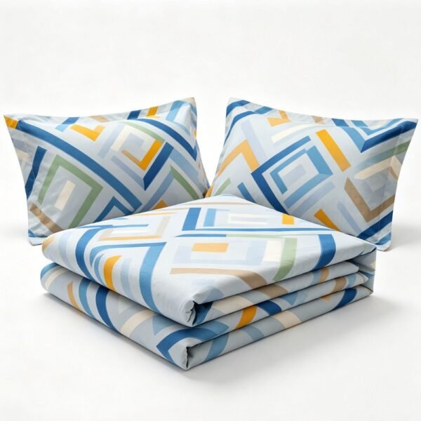 cotton-double-bedsheet-glazed-royal-blue-yellow-diamond-motif-92-original-imahqucu33bkjjfz.jpeg NIAS Zariya Glazed Cotton Blend Bedsheet Set – Blue & Yellow Diamonds