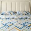 cotton-double-bedsheet-glazed-royal-blue-yellow-diamond-motif-92-original-imahqucuykuqvqyx.jpeg NIAS Zariya Glazed Cotton Blend Bedsheet Set – Blue & Yellow Diamonds