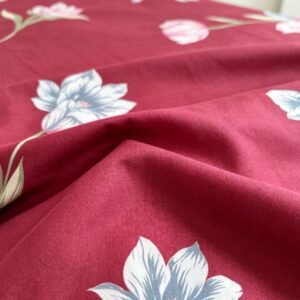 NIAS Gulnaar Glazed Cotton Blend Bedsheet Set – Maroon Tulips