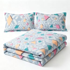 NIAS Elara Glazed Cotton Blend Bedsheet Set – Pastel Diamond