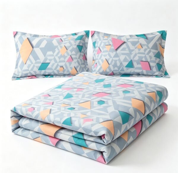 NIAS Elara Glazed Cotton Blend Bedsheet Set – Pastel Diamond