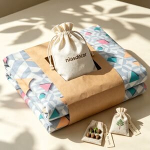 NIAS Elara Glazed Cotton Blend Bedsheet Set – Pastel Diamond