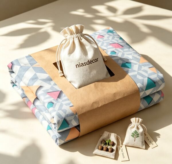 NIAS Elara Glazed Cotton Blend Bedsheet Set – Pastel Diamond